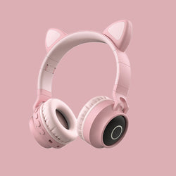 LED Light Bluetooth 5.0 Headset Portable Foldable Kids Headphone With Microphone Best Gift