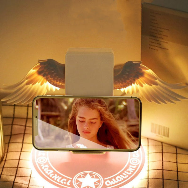 Colorful LED Angel Wings Qi Wireless Charger Charge Dock For Mobile Phone Fast Charger