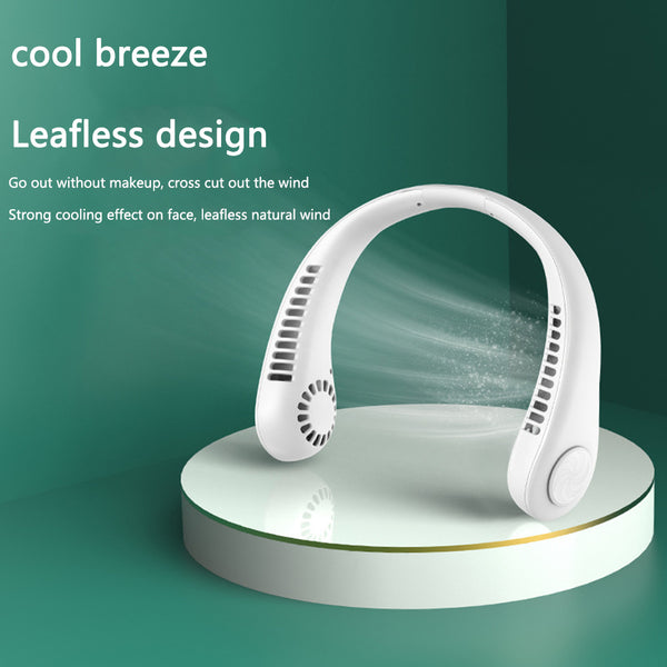 Hanging Neck Fan Portable Cooling Fan USB Leafless 360 Degree 4000Mah Rechargeable