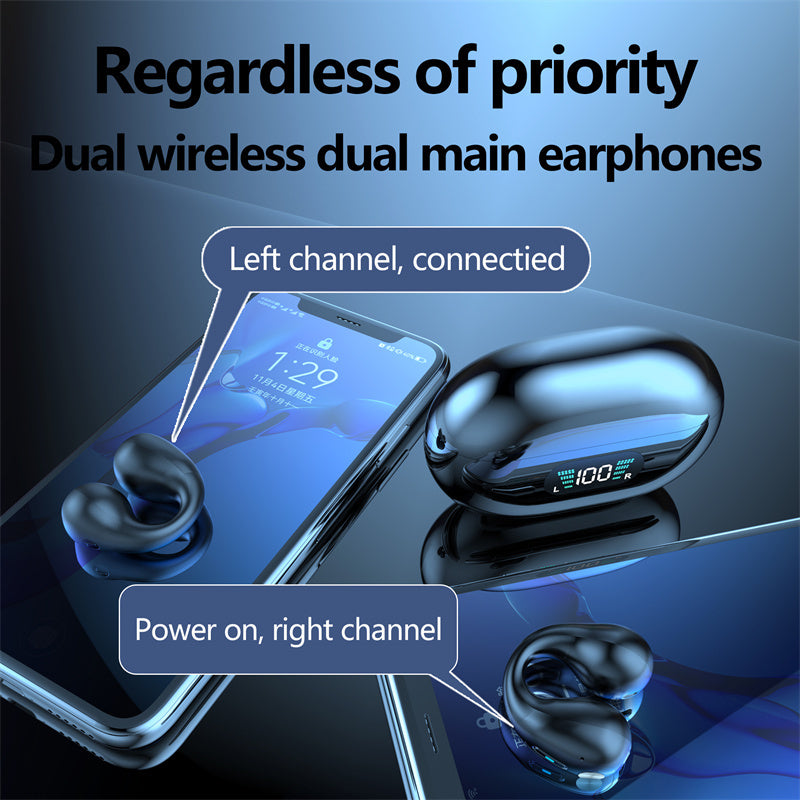 TWS Earbuds Ear Clip Bluetooth 5.3 Touch Wireless Earphone In-Ear Bass HIFI Sports Headset