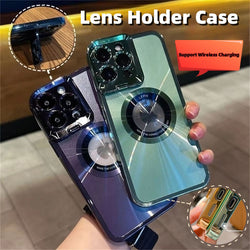 Iphone Case For  12 13 14 Pro Max Invisible Camera Stand Holder Lens Holder