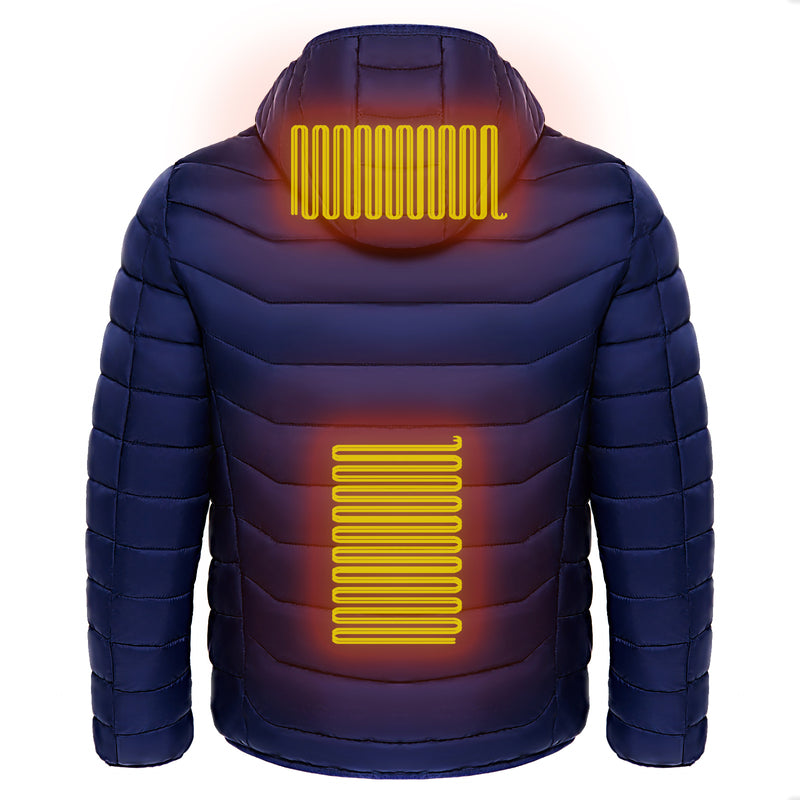 Men Heated Puffer Jacket Electric Heating Coat Insulated Hood