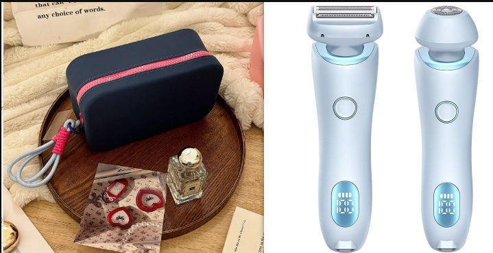 2 In 1 Hair Removal Epilator USB Rechargeable Trimmer Women Body Razor