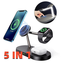 Magnetic Wireless Charging Watch Headset Desktop Mobile Phone Holder Charger 15W Fast Charge