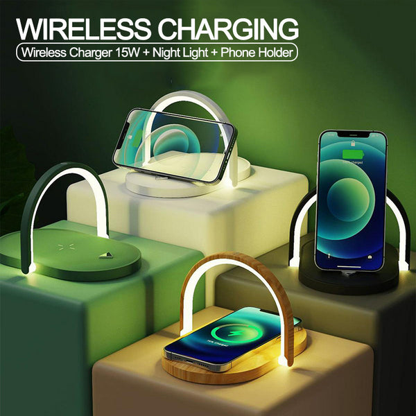 3 In 1 Foldable Wireless Charger Night Light Wireless Charging Station  Table Lamp