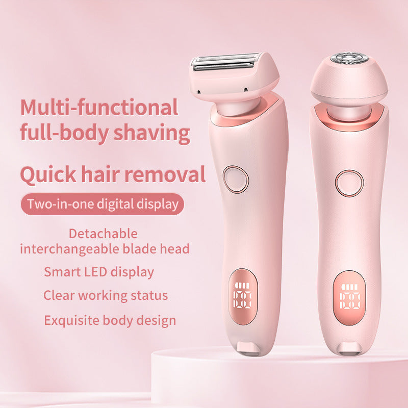 2 In 1 Hair Removal Epilator USB Rechargeable Trimmer Women Body Razor