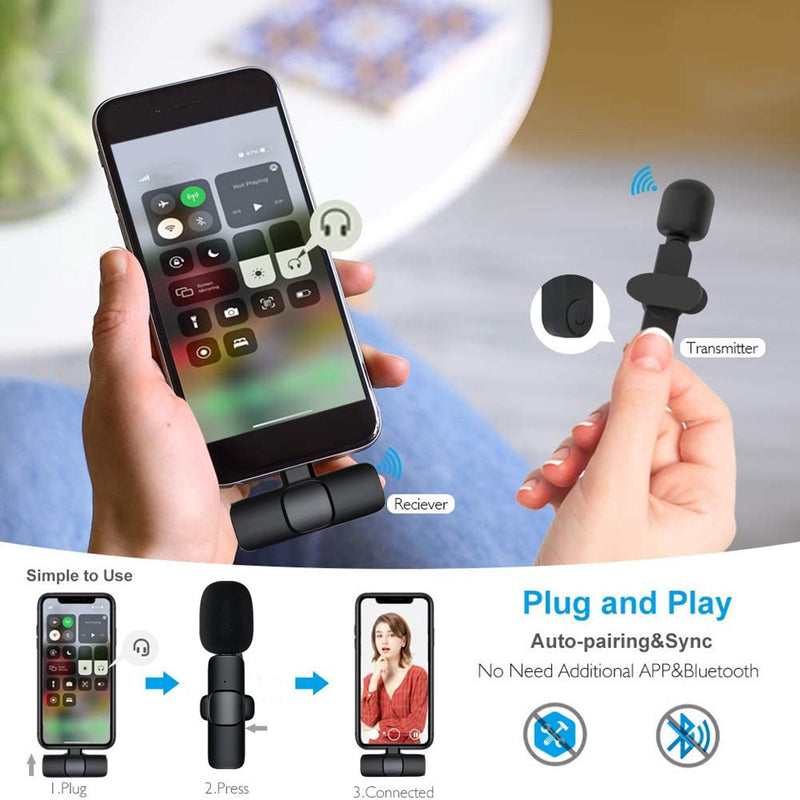 Wireless Lavalier Microphone Portable Audio Video Recording Mini Mic